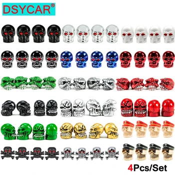 DSYCAR 4 шт./компл. Колпачки клапанов для шин, универсальные колпачки клапанов в стиле черепа, привлекательные пылезащитные автомобильные аксессуары