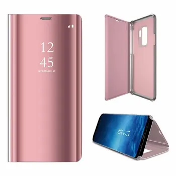 J4 J6 J8 2018 Clear View Smart Mirror Чехол Для Телефона Samsung S7 S8 S9 Чехлы С Откидной Подставкой Кожаный Чехол Для Iphone 7 8 X XS XR Max