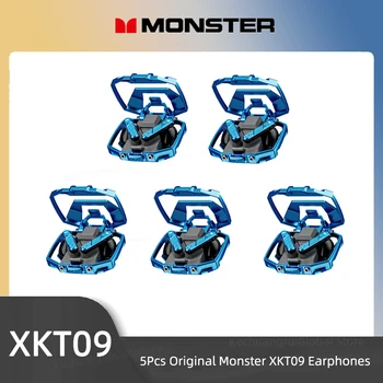 5 Шт. Оригинальные Monster XKT09 Беспроводные Игровые наушники Bluetooth TWS Bass HIFI Объемный Звук Металлические механические Наушники с Микрофоном
