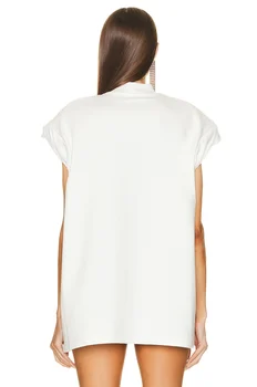 Женская футболка с вышивкой логотипа, круглый вырез, короткий рукав, футболка свободного кроя, простая модная повседневная хлопковая