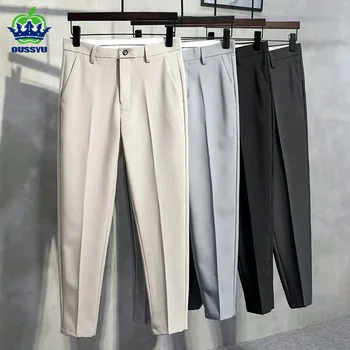 Новый весенне-летний костюм, брюки, Мужские Тонкие деловые классические Серые Черные Хаки, прямые корейские официальные брюки, мужские Большие размеры 27-40 42