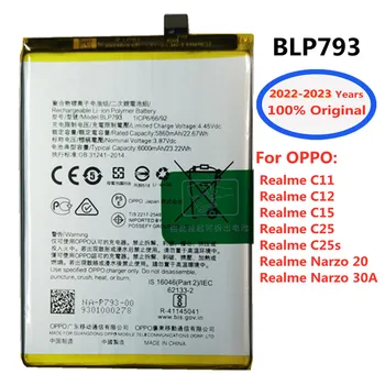 Новый 100% Оригинальный Аккумулятор OPPO BLP793 6000 мАч Для Oppo Realme C11 C12 C15 C25 C25s Narzo 20 Narzo 30A Запасные Батареи для телефона