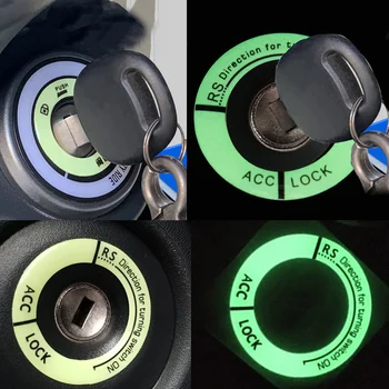 Автомобильный Выключатель Зажигания Светящаяся Наклейка Кольца Брелок Для Ключей Окружающий Свет Ночное Украшение для Авто Мотоцикла Универсальная 3D Наклейка