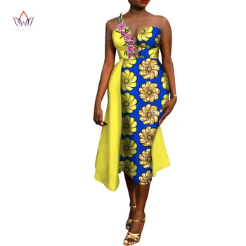 Платья с африканскими цветами Дашики для женщин, платья с принтом, Vestidos, Африканские женские платья, одежда для свадебной вечеринки, хлопок Wy9876