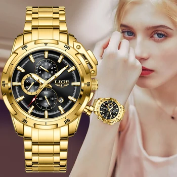 Женские часы LIGE, модные часы, Женские креативные стальные Женские часы-браслет, Женские водонепроницаемые часы Relogio Feminino + КОРОБКА