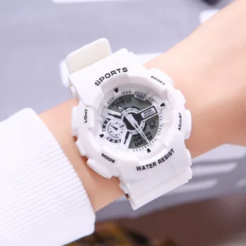 Coobos Мужские Белые Часы Автоматические Спортивные Часы Детские Уличные Многофункциональные Водонепроницаемые Часы Со Вспышкой Цифровые Наручные Часы