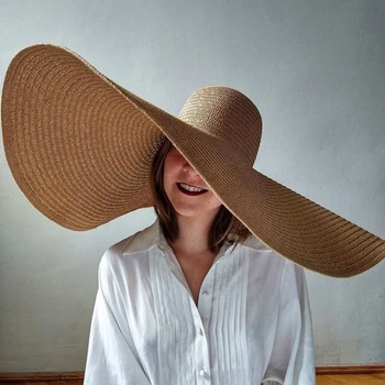 складная женская шляпа оверсайз диаметром 70 см с большими полями, летние солнцезащитные пляжные шляпы оптом kapelusz dla dziewczynki sombrero de