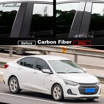 8 Шт. Наклейки на накладку Стойки двери Окна автомобиля из углеродного волокна для Chevrolet Onix 2020 2021 2022 2023