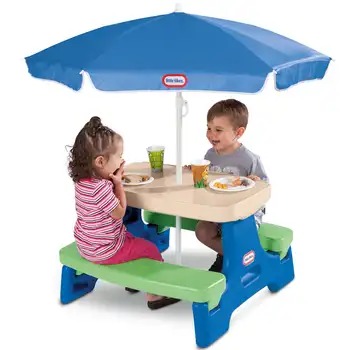 Столик для пикника Easy Store Jr. с зонтиком, синий и зеленый - Игровой столик с зонтиком, для детей