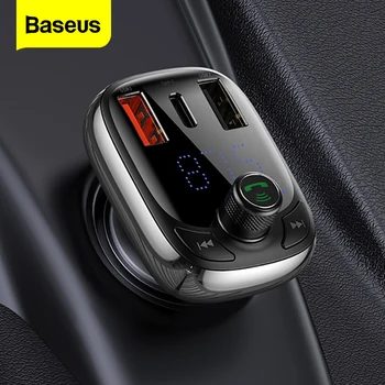 Baseus FM-передатчик Быстрая Зарядка 4,0 3,0 QC4.0 QC Быстрое USB Автомобильное зарядное устройство Громкой связи Bluetooth 5,0 Автомобильный Комплект MP3-плеер FM-Модулятор