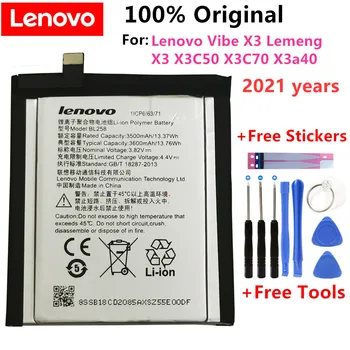 2021 лет 100% Оригинальный Настоящий 3500/3600 мАч BL258 Аккумулятор Для Lenovo Vibe X3 X3c50 X3C70 Lemon x3a40