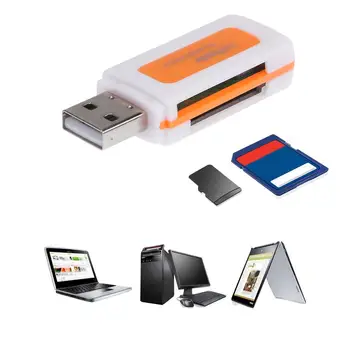Mini USB2.0 4 Слота для карт памяти Smart Card Reader SD/MMC TF MS M2 Multi Memory Cardreader для Компьютера ПК Ноутбука