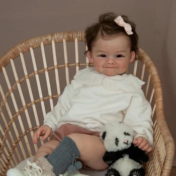 24-дюймовая возрожденная девочка-малышка Рая, мягкая ткань, укорененные волосы на теле, высококачественная кукла с ручной росписью, 3D кожа