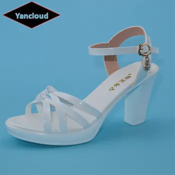Yancloud/ маленькие размеры 32-43, женская обувь на платформе из мягкой кожи, лето 2022, Элегантные босоножки на высоком массивном каблуке для вечеринки в офисе для мамы