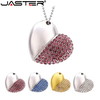 JASTER лидер продаж, хрустальный флэш-накопитель в форме сердца USB 2.0, Внешний накопитель 4 ГБ, 16 ГБ, 32 ГБ, 64 ГБ, Внешний накопитель, Бесплатная доставка