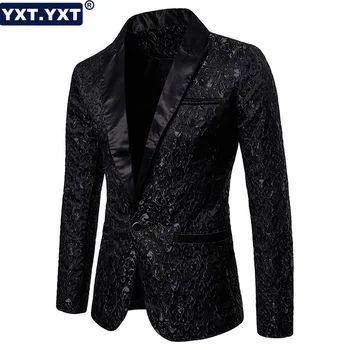 Классический пиджак, Блейзер, мужской костюм, новинка 2023, с вышивкой, Элегантный пиджак на одной пуговице, вечерние сценические пиджаки для певцов, Винтажные официальные блейзеры