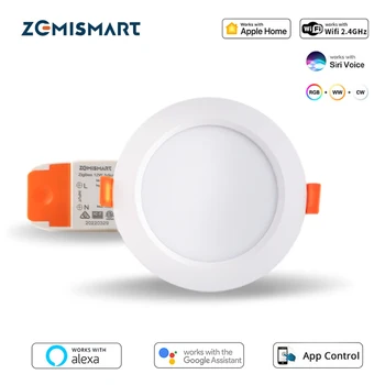Zemismart WiFi Homekit Умный светодиодный светильник 2,5 3,5 4 Дюймов Круглый Потолочный Светильник RGBCW С Регулируемой Яркостью Siri Alexa Google Home