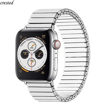 Эластичный ремешок для Apple Watch band 44 мм 40 мм 42 мм 38 мм Ремешок для часов из нержавеющей стали Металлический ремень браслет iWatch series 3 4 5 se 6