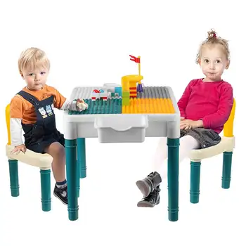 Детский стол и набор стульев, многофункциональный стол, набор строительных блоков для малышей, стол для занятий с детьми, обучающий стол, подарок малышу