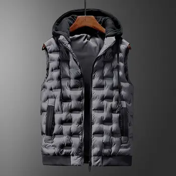 Брендовая мужская куртка, зимняя одежда, мужской жилет на пуху, хлопковые куртки без рукавов, жилет, Мужские теплые жилеты большого размера, мужское пальто E772