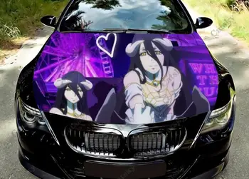 Виниловая наклейка на капот автомобиля OVERLORD Anime Girl Оберните Виниловой пленкой Крышку двигателя, Наклейку-термоаппликацию, Универсальный Размер Защитной пленки для Бокового капота автомобиля