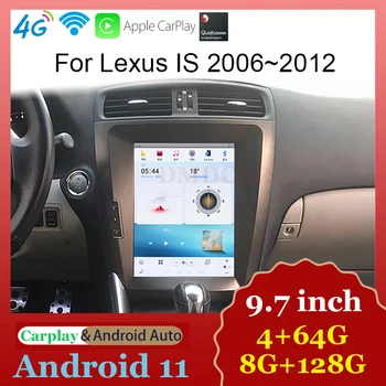 Автомобильный Радиоприемник Android с центральным ЖК-экраном, мультимедийный видеоплеер Carplay Wireless для Lexus IS 2006-2012