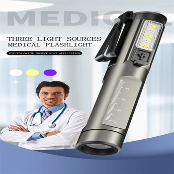 Светодиодная ручка-фонарь Портативный Type-c, перезаряжаемый Встроенный аккумулятор емкостью 350 мАч, ультрафиолетовые фиолетовые лампы, фонарик с зажимом для врачей, медсестры