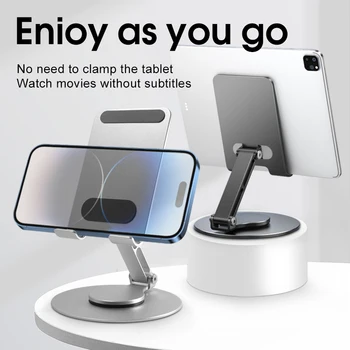 Вращающаяся на 360 ° Металлическая Настольная Подставка для мобильного телефона для iPhone iPad Xiaomi, Регулируемая Настольная Подставка для планшета, Настольная Подставка для мобильного телефона