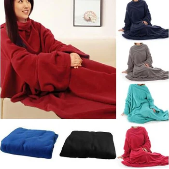 Женское И мужское теплое одеяло из мягкого кораллового флиса с рукавами для объятий, семейное зимнее теплое шерстяное одеяло, халат, шаль с рукавами