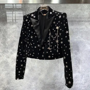 Высококачественная Роскошная куртка с рисунком Звезды, Осень 2023, Новая звезда, Блестящее Замшевое пальто, Сценические костюмы, Chaqueta Hombre Casual