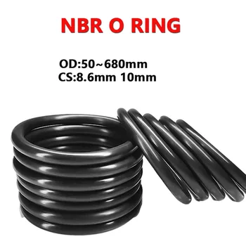 Черный NBR Уплотнительное кольцо Прокладка Толщина CS8.6mm10mm OD50 ~ 680 мм Нитрил-бутадиен-резиновая Прокладка Маслостойкая Шайба Круглой формы