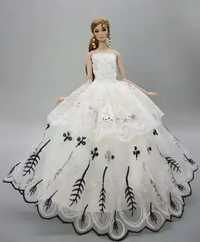 1/6 BJD Одежда, Белое свадебное платье Принцессы с цветочным узором для куклы Барби, Праздничное платье, Наряды для Барби, Аксессуары, подарки для девочек