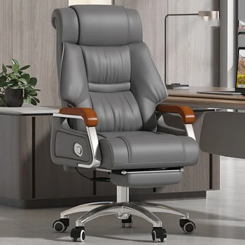 Кожаное Современное Офисное кресло для руководителей, Дизайнерская подушка для спинки, Профессиональное рабочее кресло, Удобная Мебель Silla Plegable