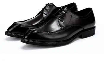 Новая модная мужская обувь из натуральной кожи с острым носком, повседневная деловая обувь на шнуровке, вечерние модельные туфли
