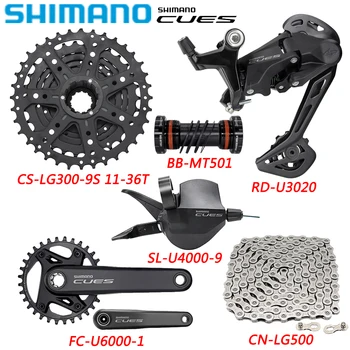 SHIMANO CUES U4000 1X9 Скоростные Переключатели RD-U3020/U4020 для горного Велосипеда FC-U6000-1 Шатуны CS-LG300 11-36 T/41 T Кассетные Велосипедные Запчасти