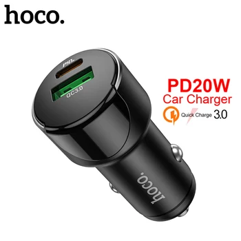 Автомобильное зарядное устройство Hoco PD20W Quick Charge QC3.0 Быстрая Зарядка Для iPhone 12 Портативное Двухпортовое Автомобильное Зарядное устройство USB Type C Для Xiaomi Mi 11