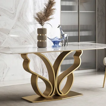 Дизайнерский обеденный стол из шифера, Роскошный Современный Высококачественный Креативный Обеденный стол и стул с яркой поверхностью, Мебель для комнаты GY50CZ
