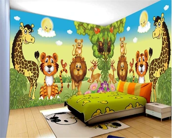 модные 3D обои beibehang papel de parede классические детские животные, подходящие для фона спальни мальчиков и девочек