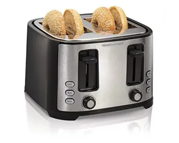 Тостер с очень широким слотом для нарезки ломтиков с функциями размораживания и приготовления бубликов, Автоматическое отключение и кнопка отмены, черный тостер