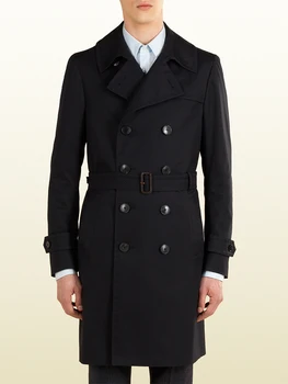 Сшитый на заказ темно-синий тренч для мужчин, Двубортное зимнее пальто, Мужское длинное пальто, кашемировое шерстяное пальто, зимние пальто для мужчин