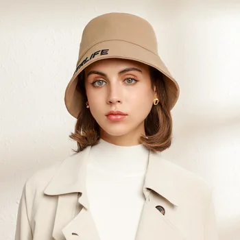 X4025 Женская широкополая шляпа с вышитыми буквами, шляпа рыбака, чехол для взрослых, солнцезащитный крем, широкополая шляпа, Женские хлопковые шапочки для бассейна