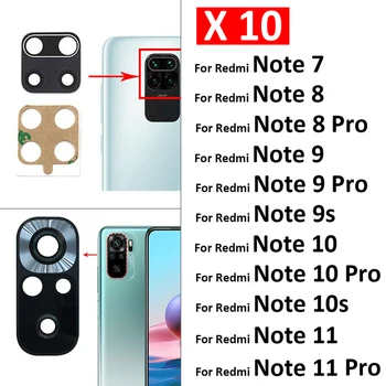 10 шт./лот, Оригинальный Стеклянный Объектив камеры заднего вида С клеем Для Xiaomi Redmi Note 7 8 8T 9 9s 10 10s 11 Pro 5G