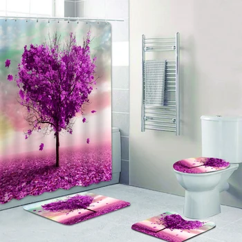 Комплект занавески для душа love mangrove, комплект для занавески для душа, может сочетаться с таким же набором ковриков для туалета в ванной