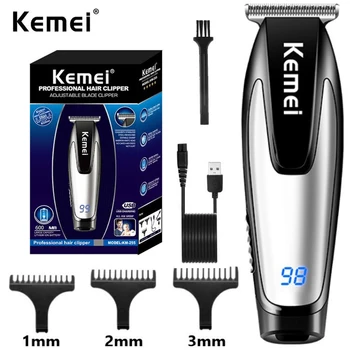 Машинка для стрижки волос Kemei KM-255 с отключением звука, цифровым дисплеем, электрическим фейдером, профессиональная не прилипающая масляная головка для волос, электрическая машинка для стрижки волос
