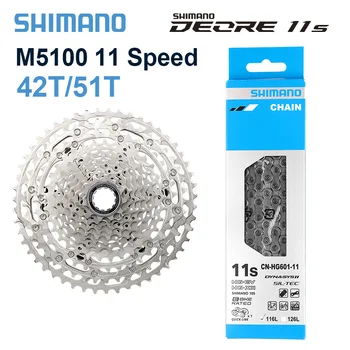 Кассета Shimano Deore M5100 11S MTB K7 42T 51T для горного Велосипеда с Храповиком 11V Цепь HG601 124L116L Велосипедный Механизм Свободного Хода 11 Скоростных Деталей