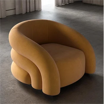 Скандинавский односпальный диван, диван для спальни, гостиной, отдыха, бархатный кожаный диван на одно место, кресло
