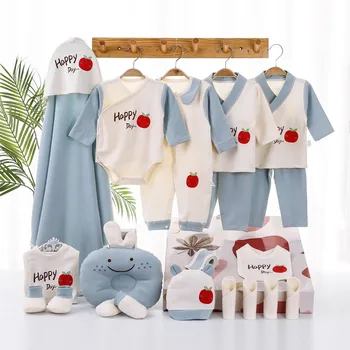 Одежда для новорожденных, комплект из 20 предметов, милый подарок для новорожденных с рисунком Яблока, костюм для мальчиков и девочек, хлопковые детские вещи, ползунки для малышей, одежда для младенцев, новинка
