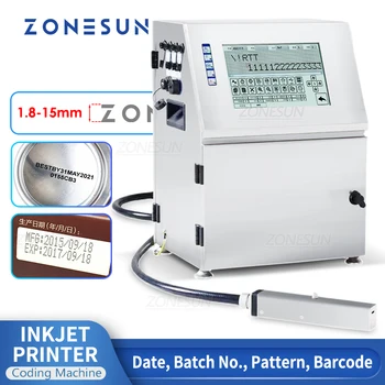 ZONESUN ZS-TIP15 Настольный Струйный Принтер Для Кодирования 15 мм QR-штрих-кода Дата истечения срока годности партии Серийный номер Логотип Сенсорный Экран