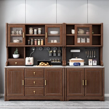 Новый стиль, буфет из массива дерева, Встроенная высокая стенка шкафа, Современный минималистичный многофункциональный шкафчик для хранения в кухонном шкафу