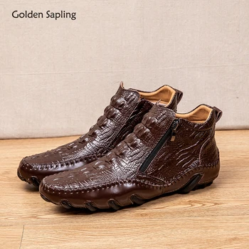 Мужские ботинки Golden Sapling в стиле ретро, Винтажная Кожаная Легкая обувь для отдыха, Модная обувь, Новинка Зимы, Повседневные мужские ботинки, Большие размеры